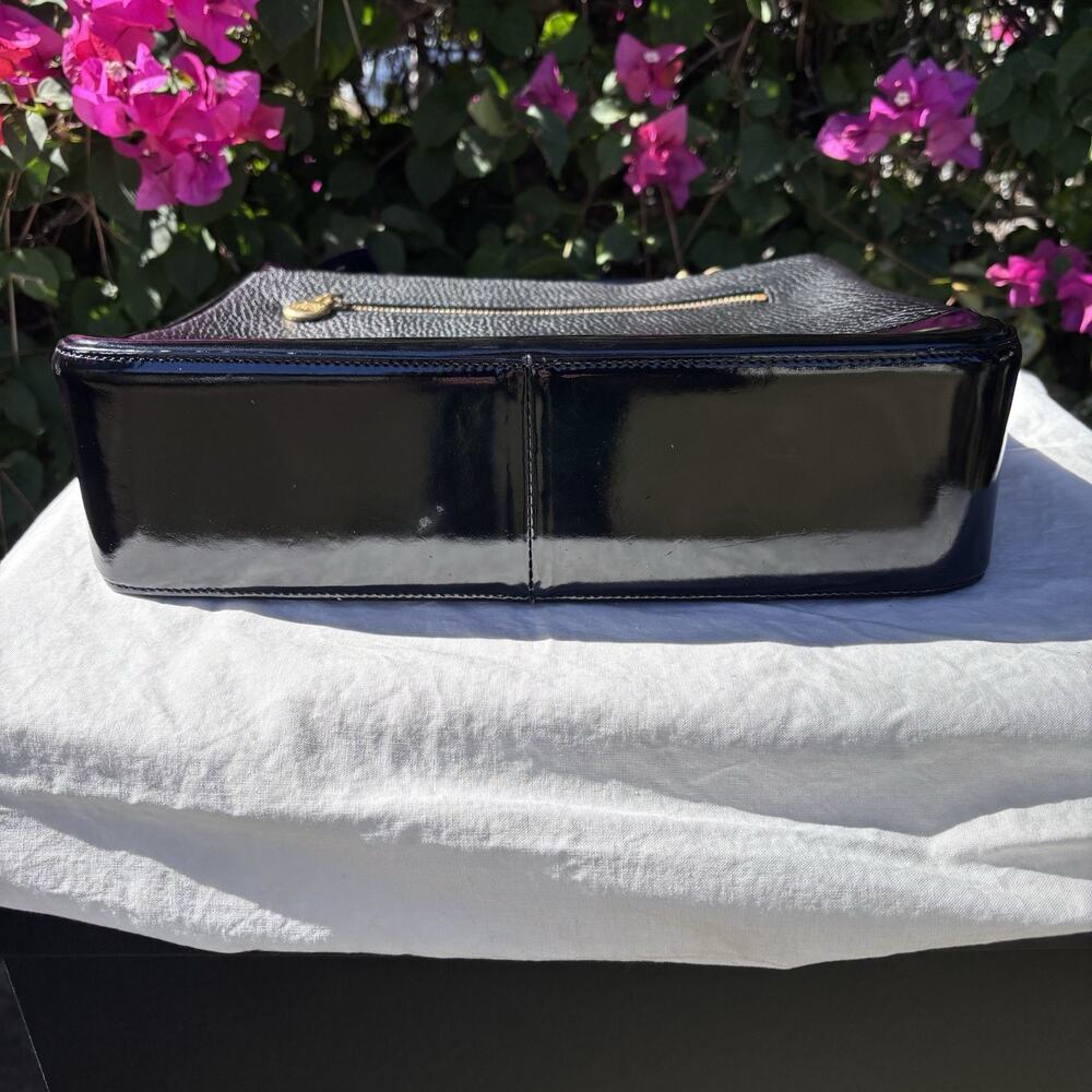 Gianni Versace Pebbled & Patent Leather Sun Shoulder Bag Black - Picture 10 of 15